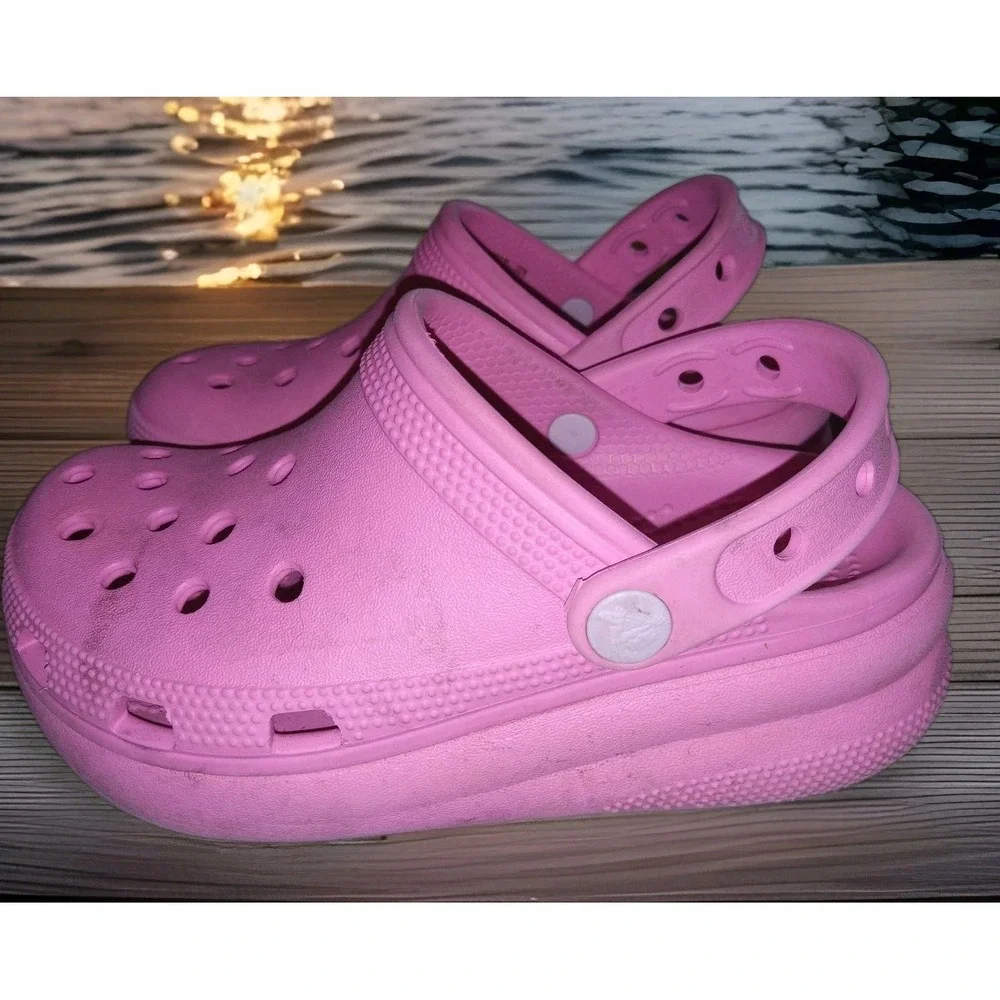 Crocs Classic Crush Clog‎ Pink Sz C13 Platform Shoes Iconic Girls 13